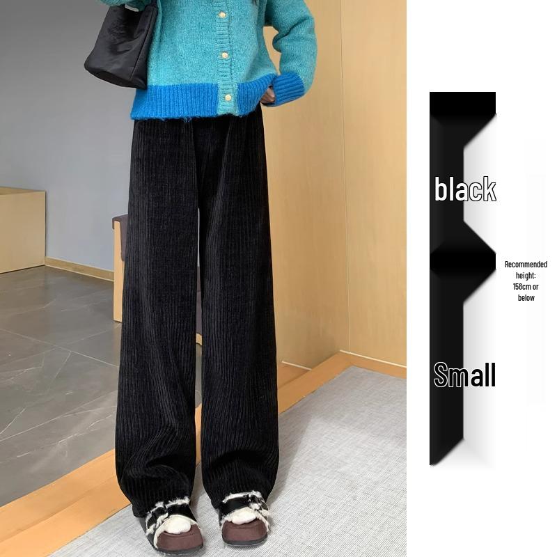 

High Waist Chenille Wide Leg Pants - Japanese Style Petite 145, Autumn Winter Collection M (Recommended 96-105 pounds)
