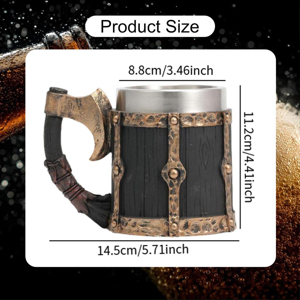 Barrel Cup Made of Resin And Stainless Steel with Ergonomic Handle for Gift Home Decor, Camping,