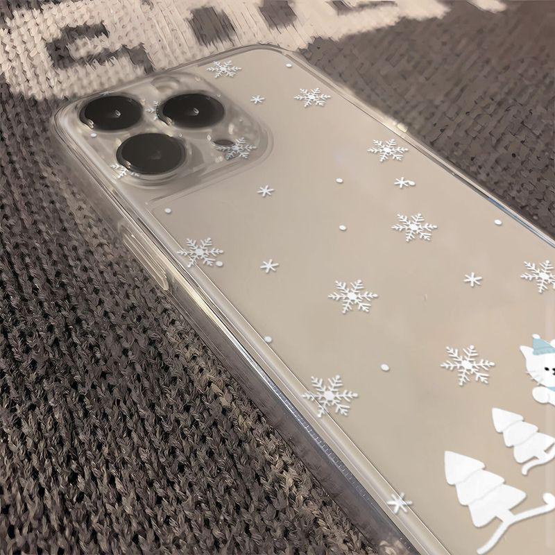 

Snowflake Cat Space Shell for Apple 17 Pro Max/16/15/14/15 Pro - Transparent Drop-proof Case 15 Pro