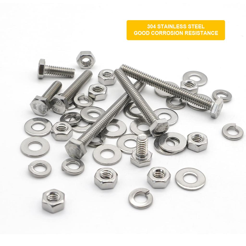 VKKM 304 Stainless Steel Nuts & Bolts Assortment Kit, Including M8×50 - 80mm Sizes, Totaling 64 Pieces.