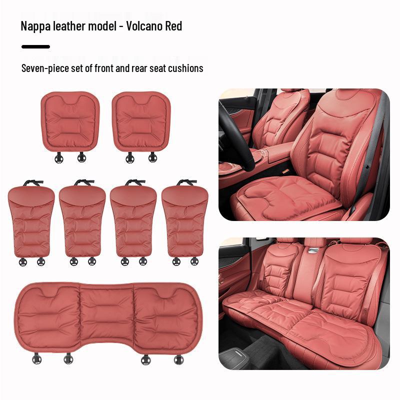 Luxury Nappa Leather Non-Slip Car Seat Cushions for Five-Seater - Thickened Design for Front and Rear Seats