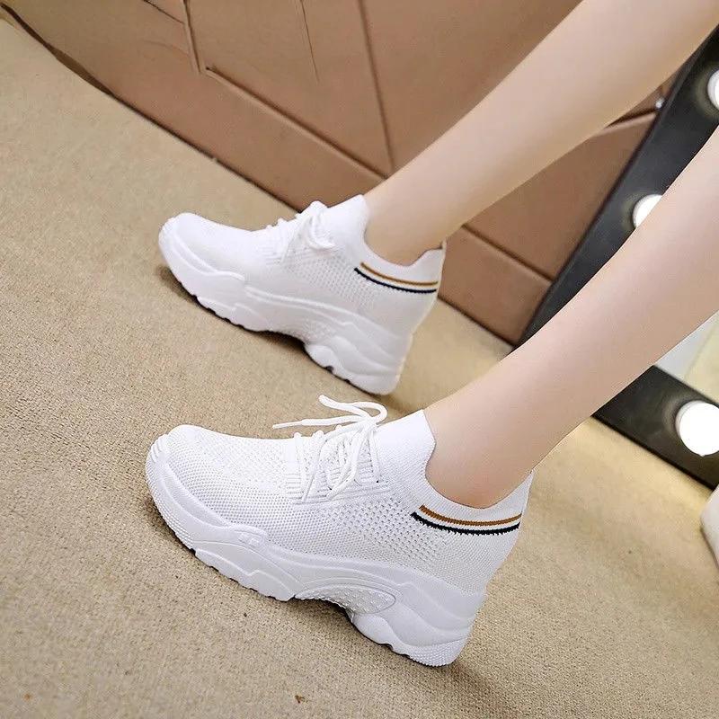 Fashion Hidden Heels Women Platform Sneakers Mesh Breathable Casual Shoes for Women Fashion Outdoor Women Running Shoes tenis de mujer