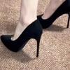 Fashion Women's Thin Heel Single Shoes Round Head Shallow Mouth Suede Thick Soles Anti-slip Wear-resistant High Heels