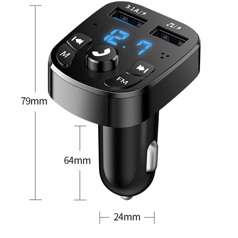 Biloplader FM-sender Bluetooth Audio Dobbelt USB Bil MP3-afspiller autoradio Håndfri Oplader 3,1A Hurtigoplader Biltilbehør