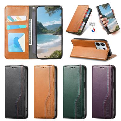Multifunkční Vintage Luxusní Pouzdro pro Xiaomi 14T Pro/C71/Redmi 13/14C/Note13/Note14/A5...Stojánek + Slot na Karty + Protiskluzový Poutko Semiš (4 barvy)