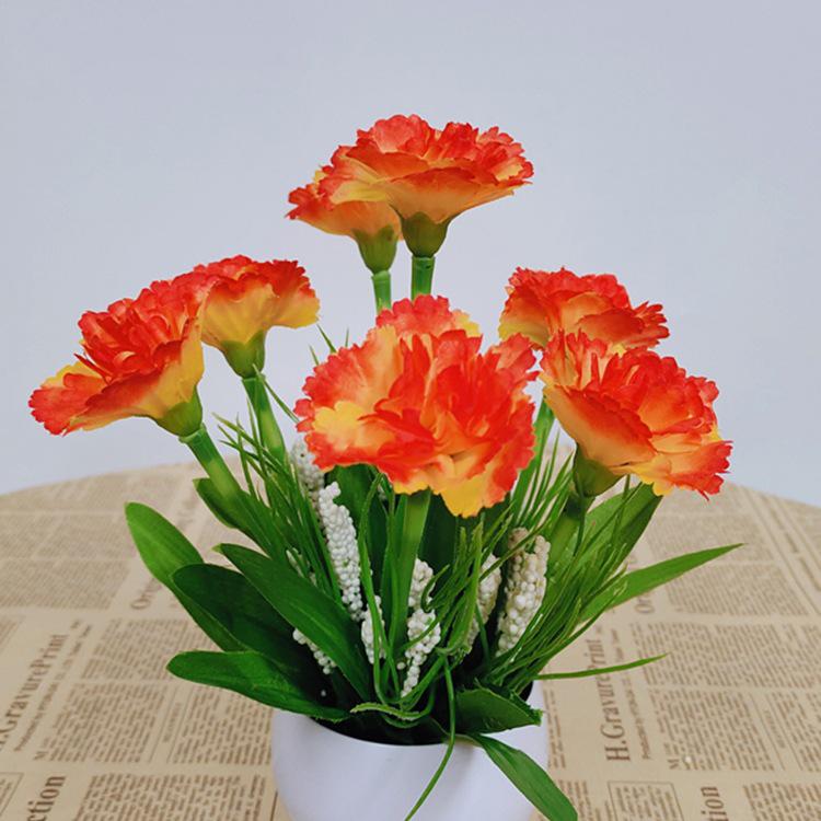 Small Silk Carnation Decorative Flower In Pot for Living Room, Coffee Table, or Dining Table Arrangement