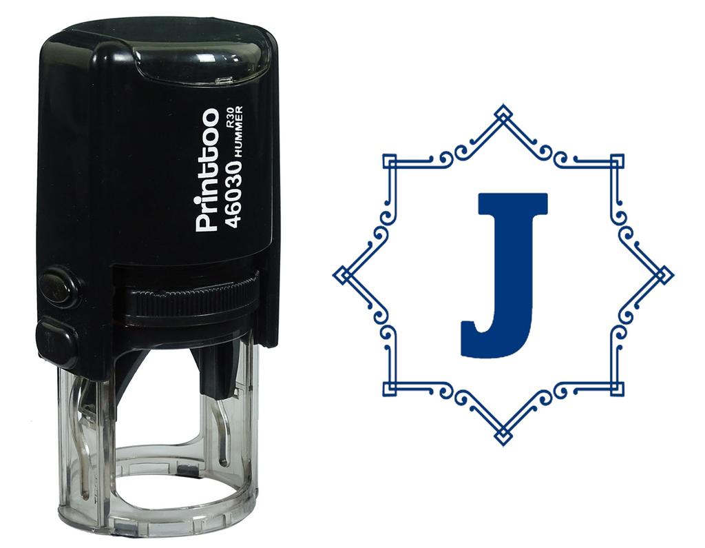 Printtoo Octagon Celtic Swirl Frame Alphabet J Monogram Self Inking Rubber Stamp Office
