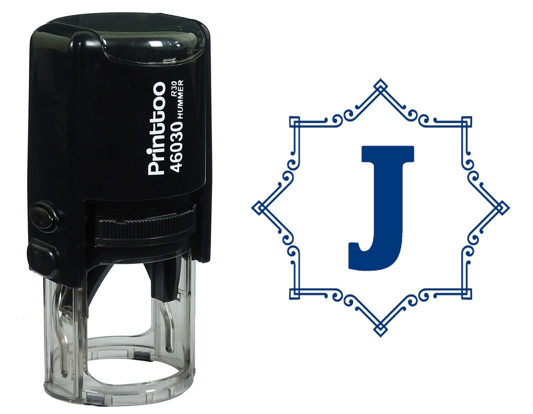 

Printtoo Octagon Celtic Swirl Frame Alphabet J Monogram Self Inking Rubber Stamp Office 30 mm Diameter (Approx) синій