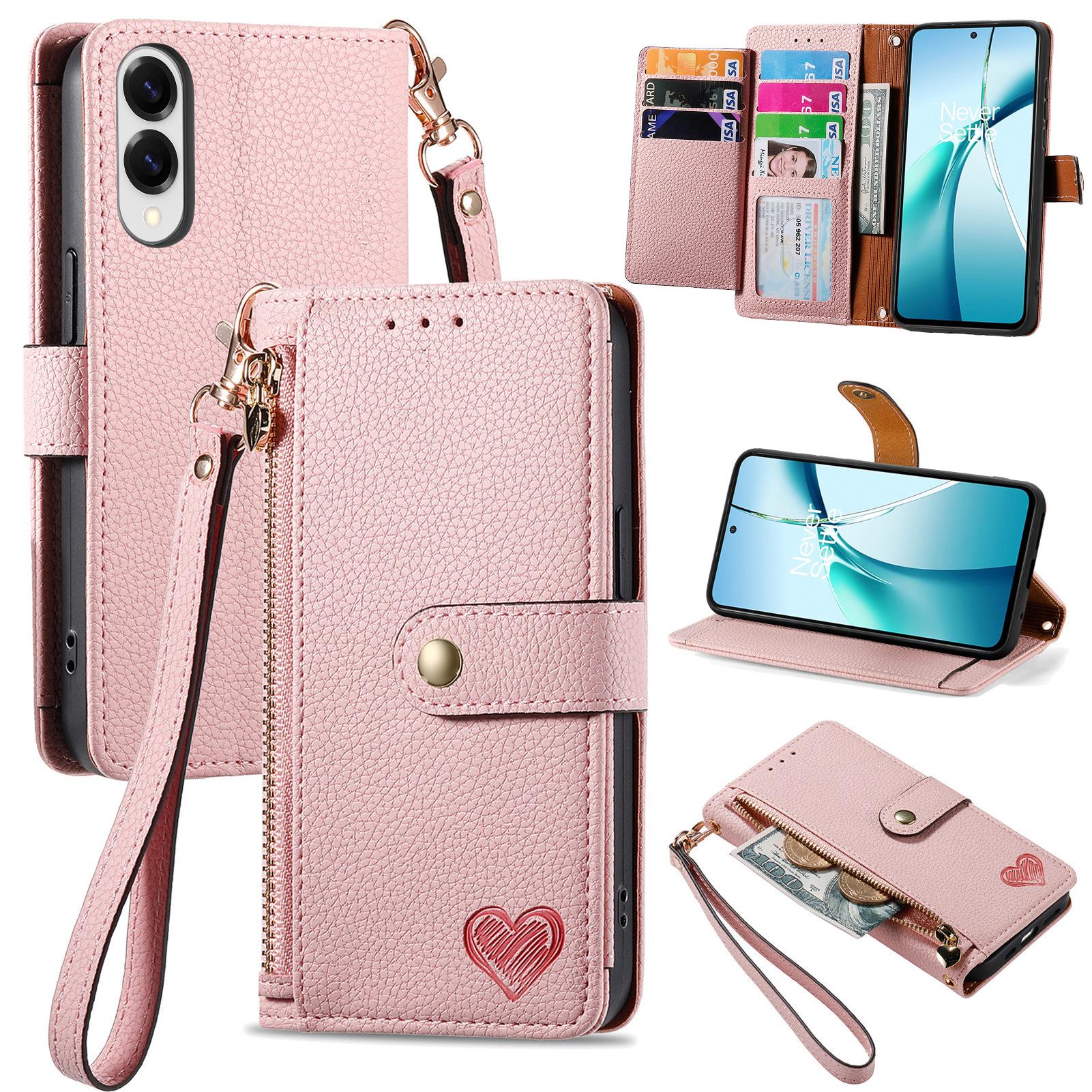 

For Samsung Galaxy S25 Edge Case RFID Blocking Zipper Pocket Leather Wallet Phone Cover with Strap B