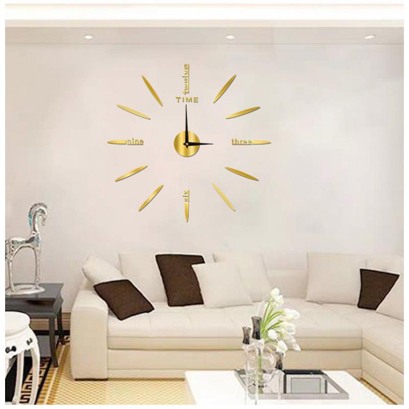 Creative Wall Clock DIY Silent Decoration Clock Without Punching, Simple Bedroom Acrylic Digital Clock Wall Sticker Clock