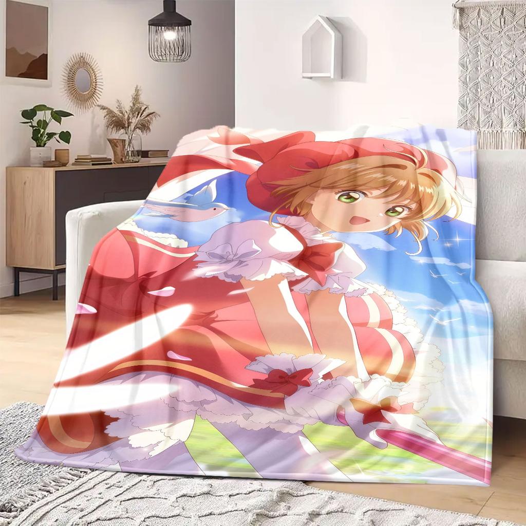 Cardcaptor Sakura Anime Style Flannel Blanket, Print for Bed and Chair, Warm Home Textile, Lightweight Outdoor Blanket_LIAN