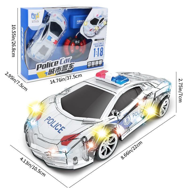 Children'S Electric Wireless Remote Control Police Car, Four-Way Rechargeable 3D Colorful Light Boy Toy Sports Car