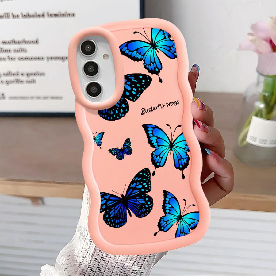 Case for Samsung Galaxy A21s A11 A14 A13 A15 A12 A52 A16 Soft Phone Cover A04 A06 A33 A03 A23 A05 A53 A22 Blue Butterfly