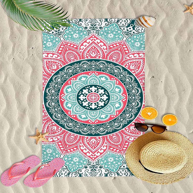 Colorful Mandala Pattern Beach Towel Patterned Sunscreen And Windproof Suitable For Swimming Pool Camping Travel Blanket