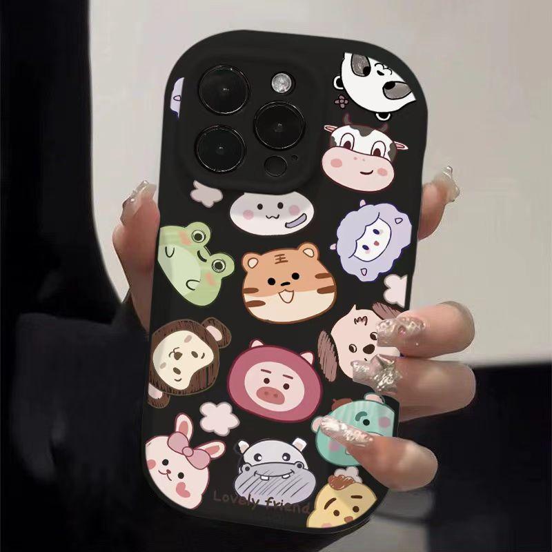Full Animal Is Suitable for Apple 16promax Phone Cases, European and American Style 15pro Cute 14/13mini Anti-drop 12