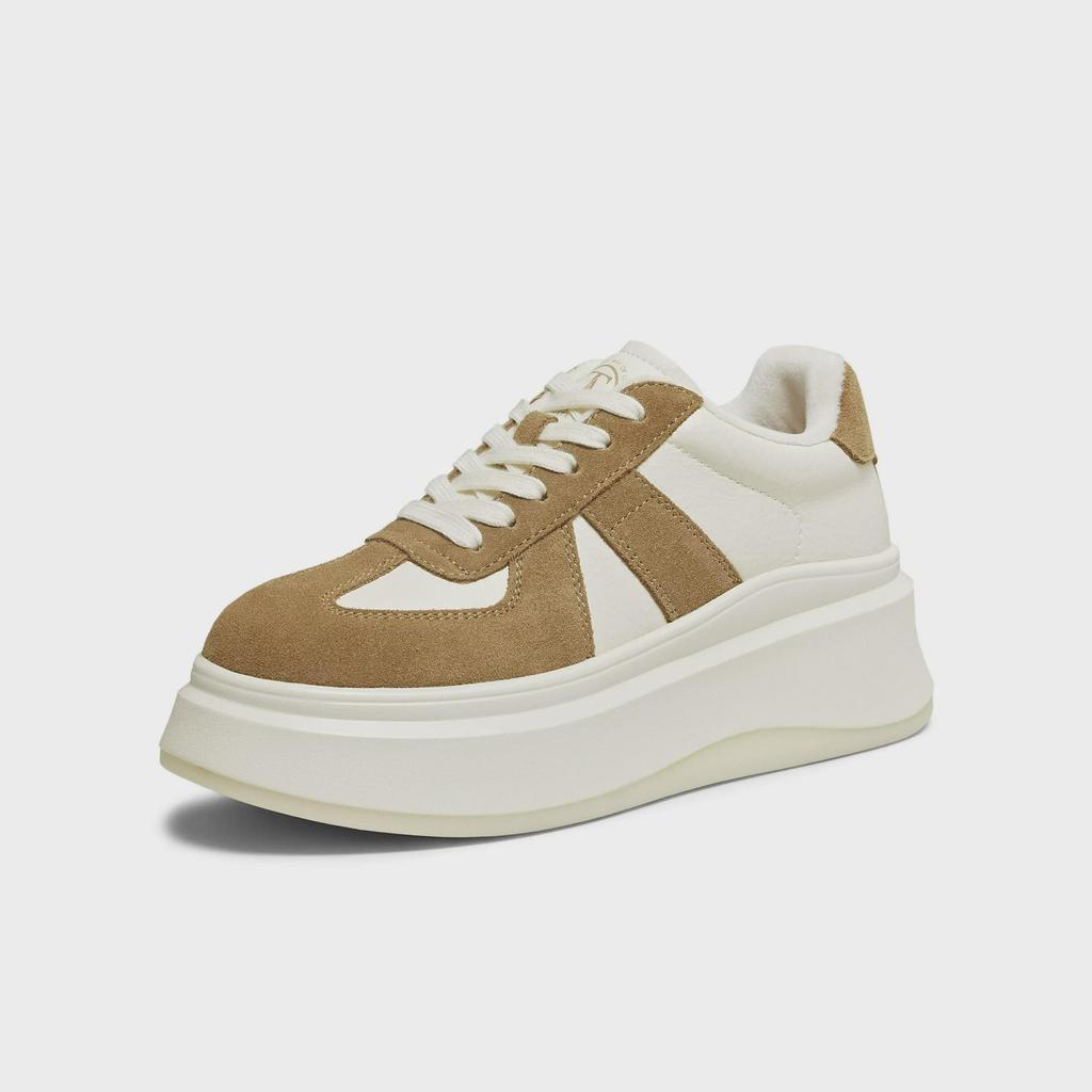 Tata Women's White Whale Sneakers, Thick Sole, Lace-Up