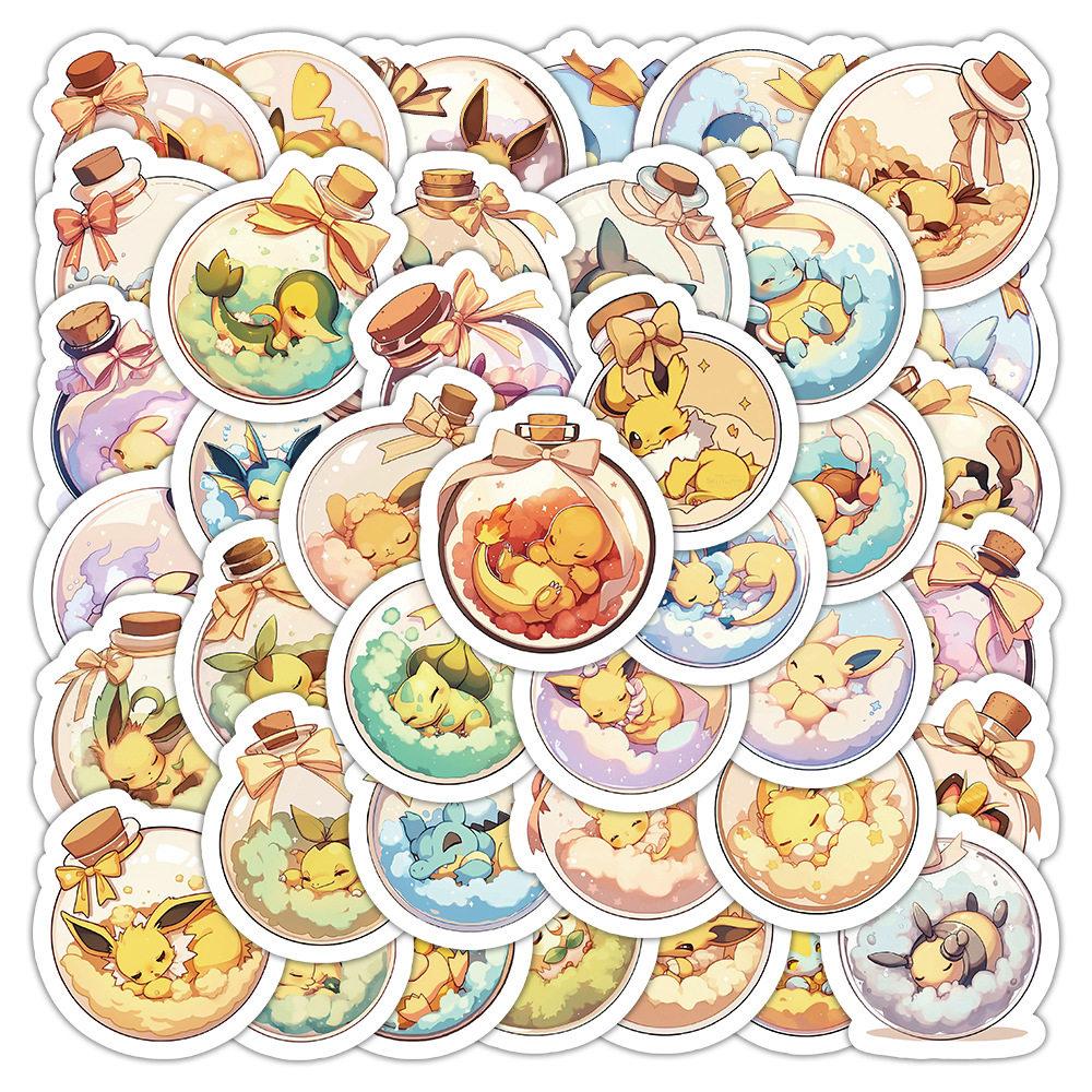 50pcs  Eevee Sticker Anime Cartoon Printing Mobile Phone Suitcase Laptop Water Cup DIY Decorative Sticker Holiday Gifts
