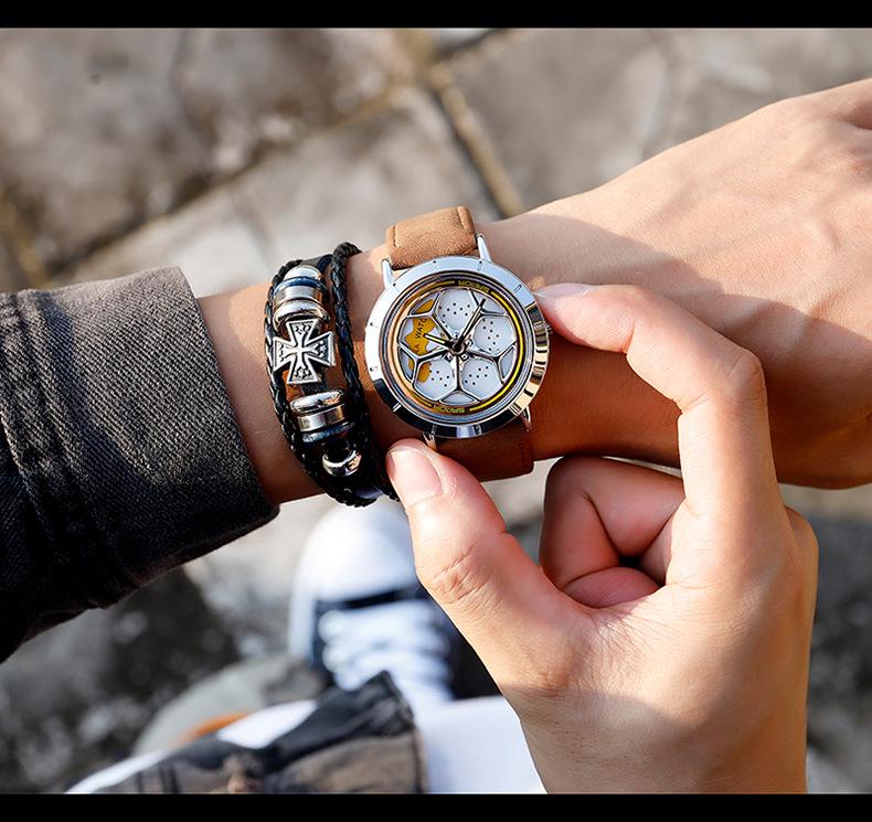 Sanda Men's Personalized Quartz Watch - Leather Strap, Waterproof, Rotating Dial