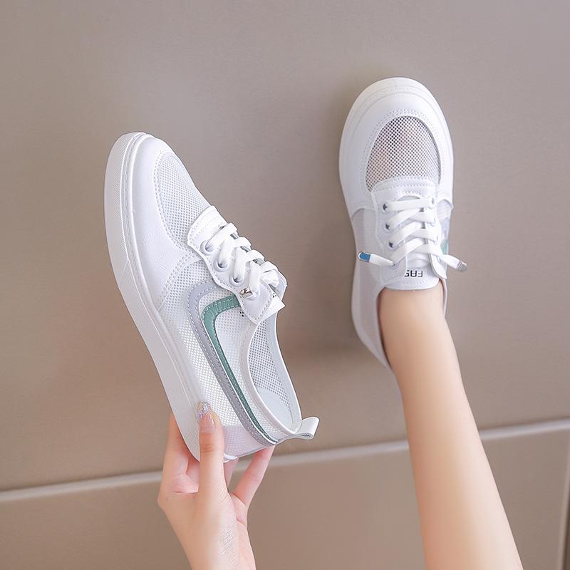 

Женская обувь летняя обувь женские универсальные балетки нескользящие дышащие маленькие белые туфли сетчатые туфли мягкие на одной педали легкие 40
