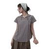 La Chapelle Women's Plaid Doll Collar T-Shirt