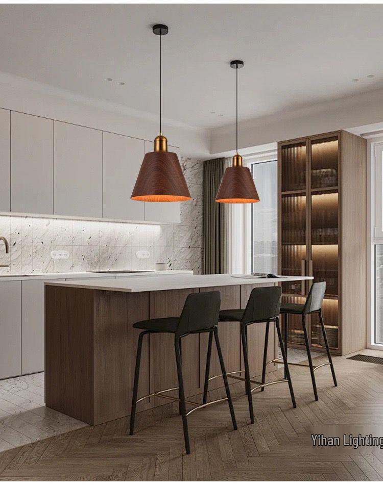 Walnut Pendant Light for Japanese Restaurant, Retro Hotel, Bar, Minimalist Cafe, and Bedroom