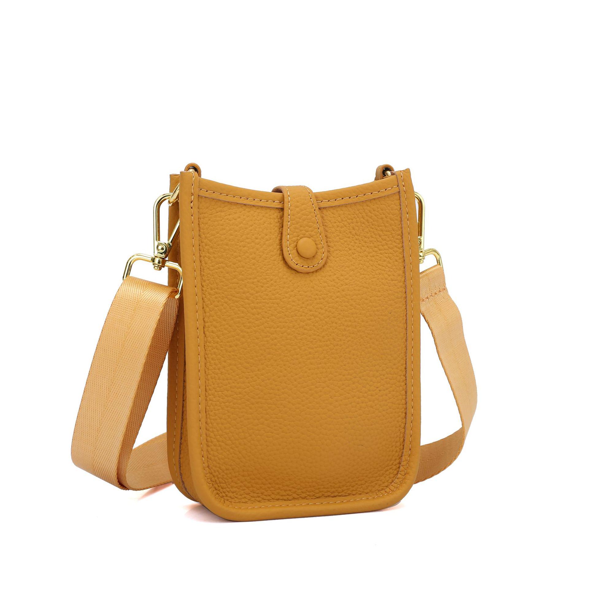 

Вертикальная сумка для мобильного телефона из натуральной кожи через плечо - модная мини-сумка-ведро на одно плечо и кошелек для монет 12.5x5x17CM жёлтый