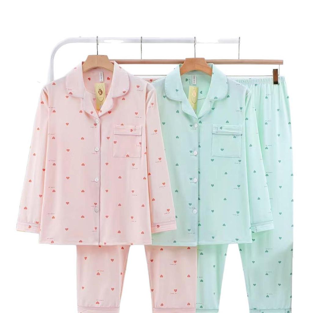 Dingdang Guifei Women's Autumn/Winter Two-Piece Pajama Set: Turn-Down Collar, Long Sleeve Top & Pants, Fashionable & Comfortable Homewear.