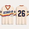 Men Retro Ecuador No.26 Soccer Jersey V Neck Short Sleeve T Shirt Breathable Football Match 26 Uniform Unisex Casual Sports Top