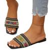 Flat-bottomed Slippers Women's Bohemian Stripes Breathable One Pedal Home Slippers Women's Slippers