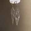 Oval Hollow Long Tassel Dangle Earrings Gold Silver Ear Hook Exquisite Ear Clip  Party