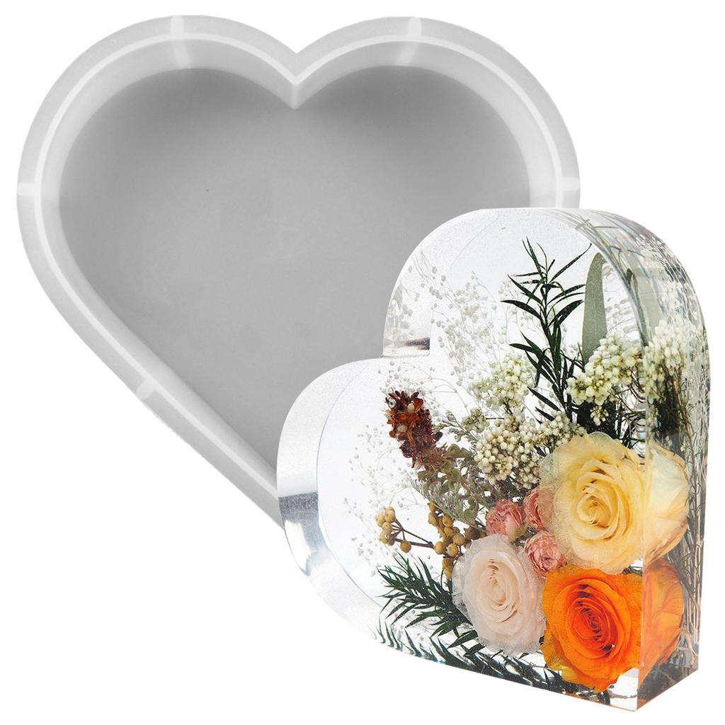 Large Silicone Molds Epoxy Resin Casting Molds Hexagon/Heart Shape Mould DIY Flower Preservation Art Craft Tools Gift