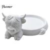Decorative Trinket Tray Highland Cow Jewelry Storage Tray, Round 3D Printed Desktop Creative Bedroom Organizer, Tabletop Container for Rings Earrings
