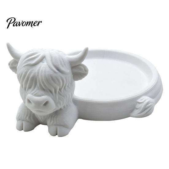 Decorative Trinket Tray Highland Cow Jewelry Storage Tray, Round 3D Printed Desktop Creative Bedroom Organizer, Tabletop Container for Rings Earrings