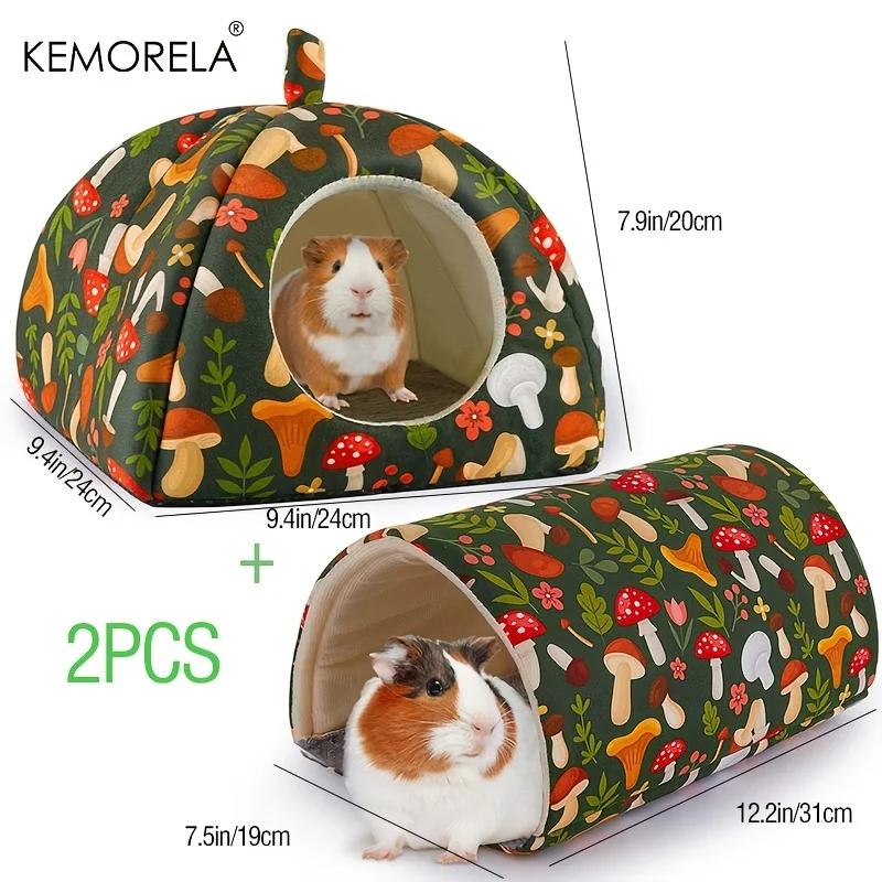 KEMOREL 2 st Marsvin Gömställe Mjuk Marsvinssäng och Tvättbar Marsvinstunnel Marsvinstillbehör för Hamster Kanin