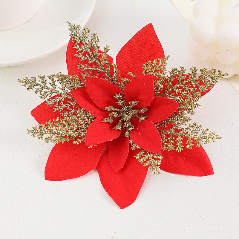 5Pcs Glitter Christmas Flowers Xmas Tree Ornaments Christmas Decorations for Home 2025 Navidad Noel Natal Gifts New Year 2025
