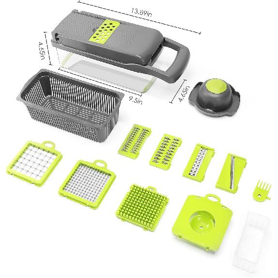 Vegetable Chopper - Time-and Labor-Saving Food - Pro Onion Cutter and Dicers, 12 in 1 Multifunctional Veggie Chopper, Container for Salad Potato