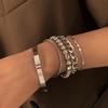 5pcs/Set Vintage Gold /Copper Color Simple Design Multielement Crystal Bracelets Set for Women  Adjustable Bangle Zircon GIft