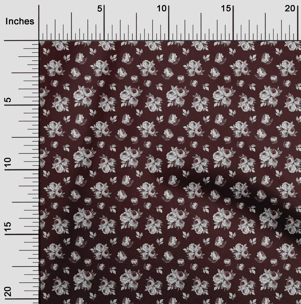 oneOone Cotton Flex Gray Fabric Watercolor Floral Sewing Material Print Fabric By The Yard 40 Inch