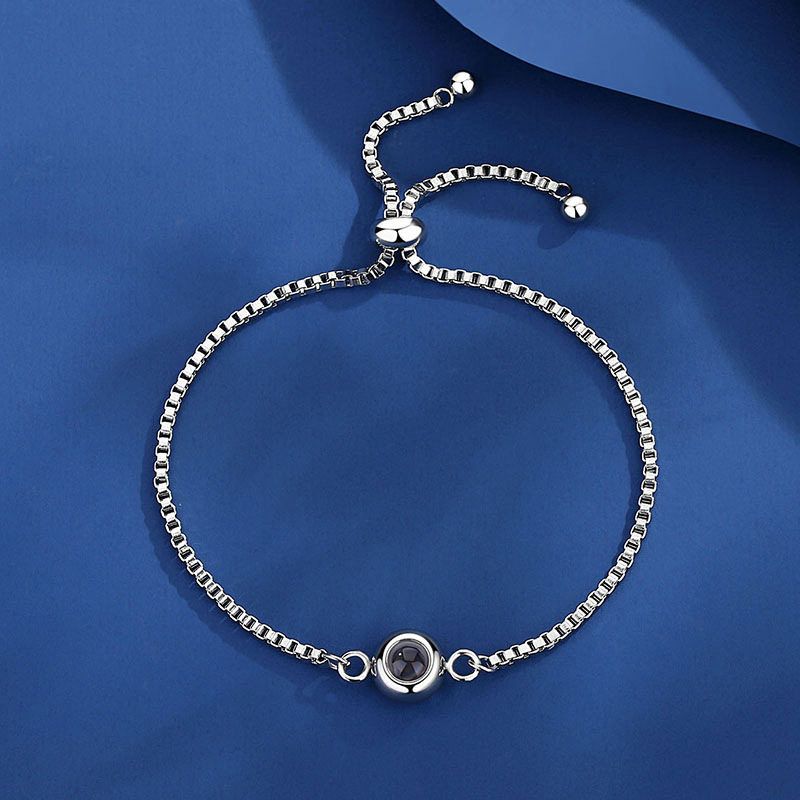 100 Languages I Love You Western Style Nano Micro Carved Projection Bracelet COUPLE S Lettering Color Photo Bracelet Platinum