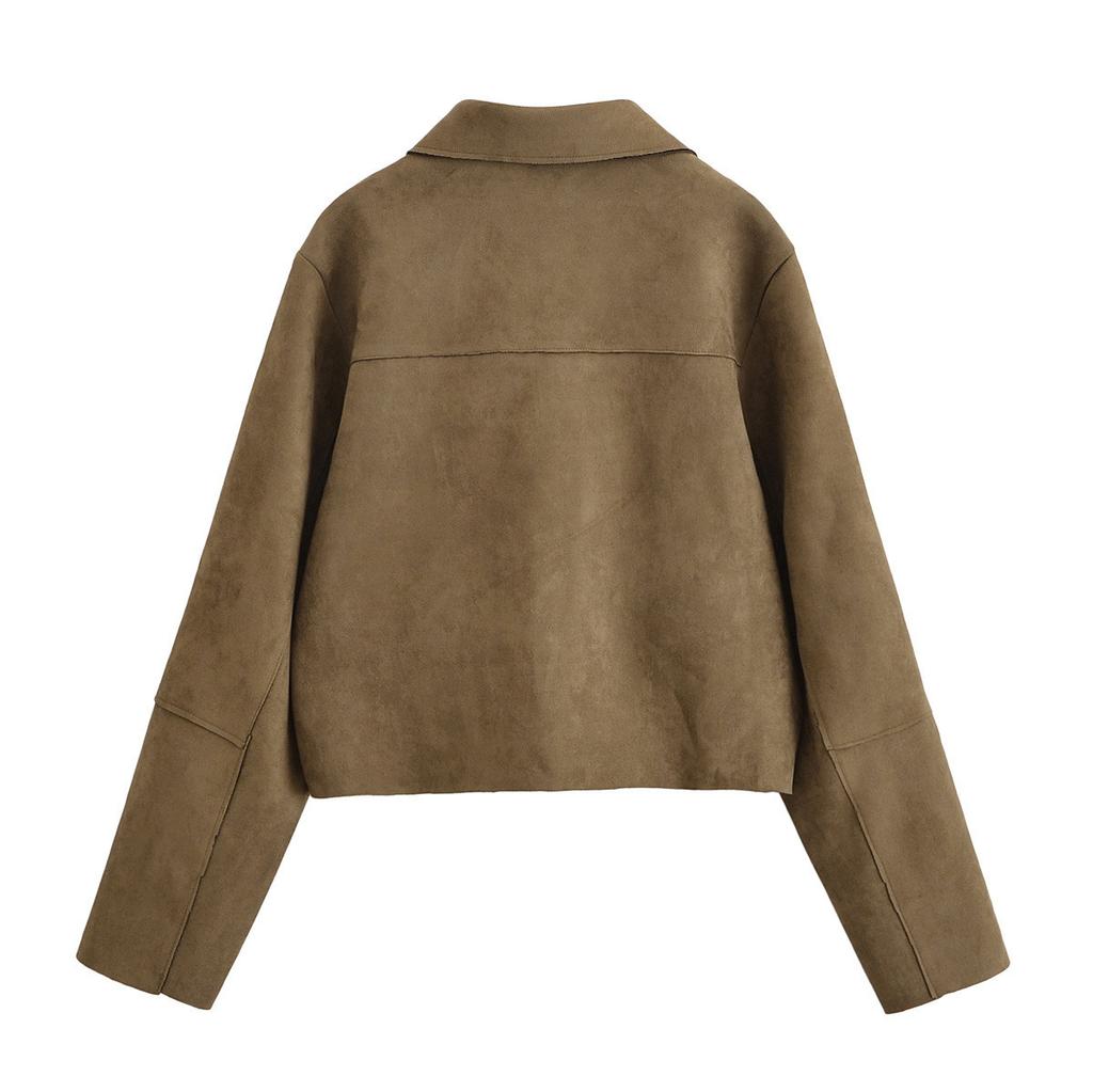 Autumn and Winter New European and American Cross-border Women's Clothing Street Fashion Casual Suede Jacket W09 11560