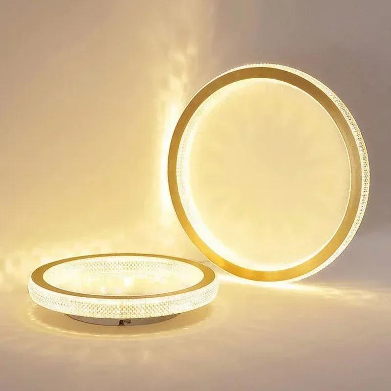 Simple New Modern Crystal Master Bedroom Ceiling Lamp Creative LED Round Living Room Net Red Soft Light Home Lighting Decorate