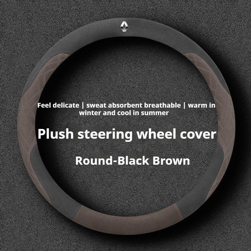 2026 Caliente Para Renault Pegatinas Interiores Cubierta de Volante de Gamuza para Coche 38cm Antideslizante Para Renault Sandero Duster Clio RS Captur Au