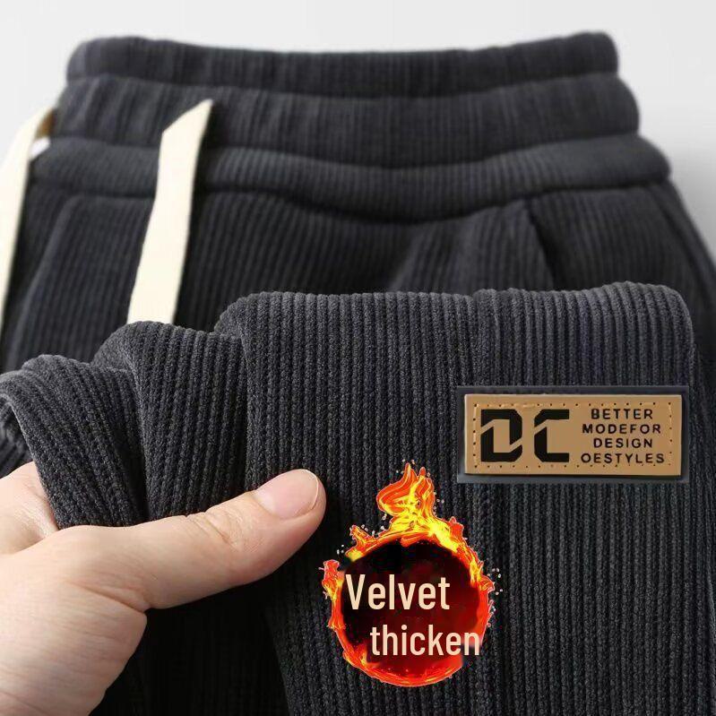 

Мужские спортивные штаны из вельвета и бархата с утолщенными манжетами — повседневные брюки большого размера для осенних и зимних видов спорта 5XL [175-200 lbs]