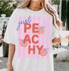 Just Peachy  Shirt Retro Fruit Summer Graphic Tee