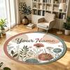 Floral Flowers (742) Theme Circular Crystal Velvet Carpet Customized Name & Text Round Soft Floor Rug For Living Room Bedroom Decor