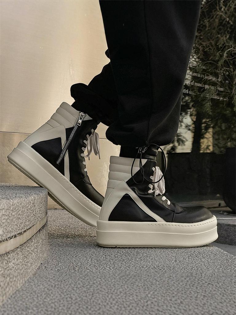 Height-Boost 10cm Unisex High-Top Sneakers with Inverted Triangle Design