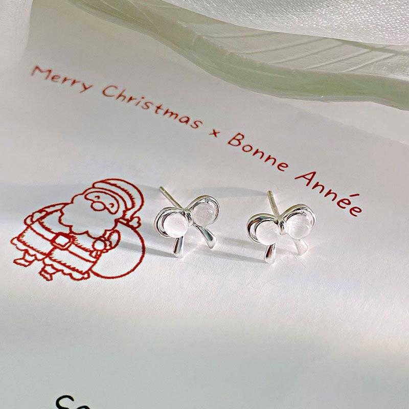 Cat's Eye Stone Bow Earrings Light Luxury Sweet Girly Versatile Niche Earrings Earrings