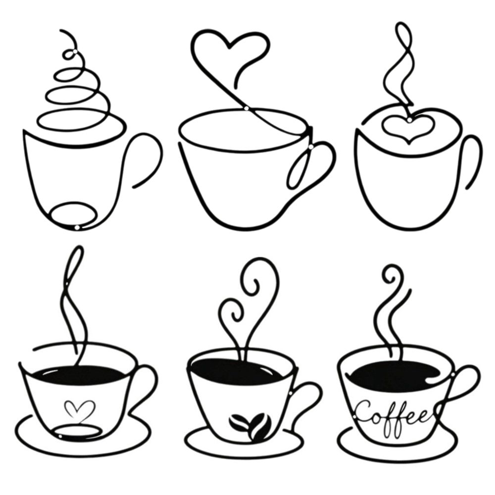 3pcs Minimalist Coffee Cup Wall Hangings Nordic Style Coffee Shop Decorations Indoor
