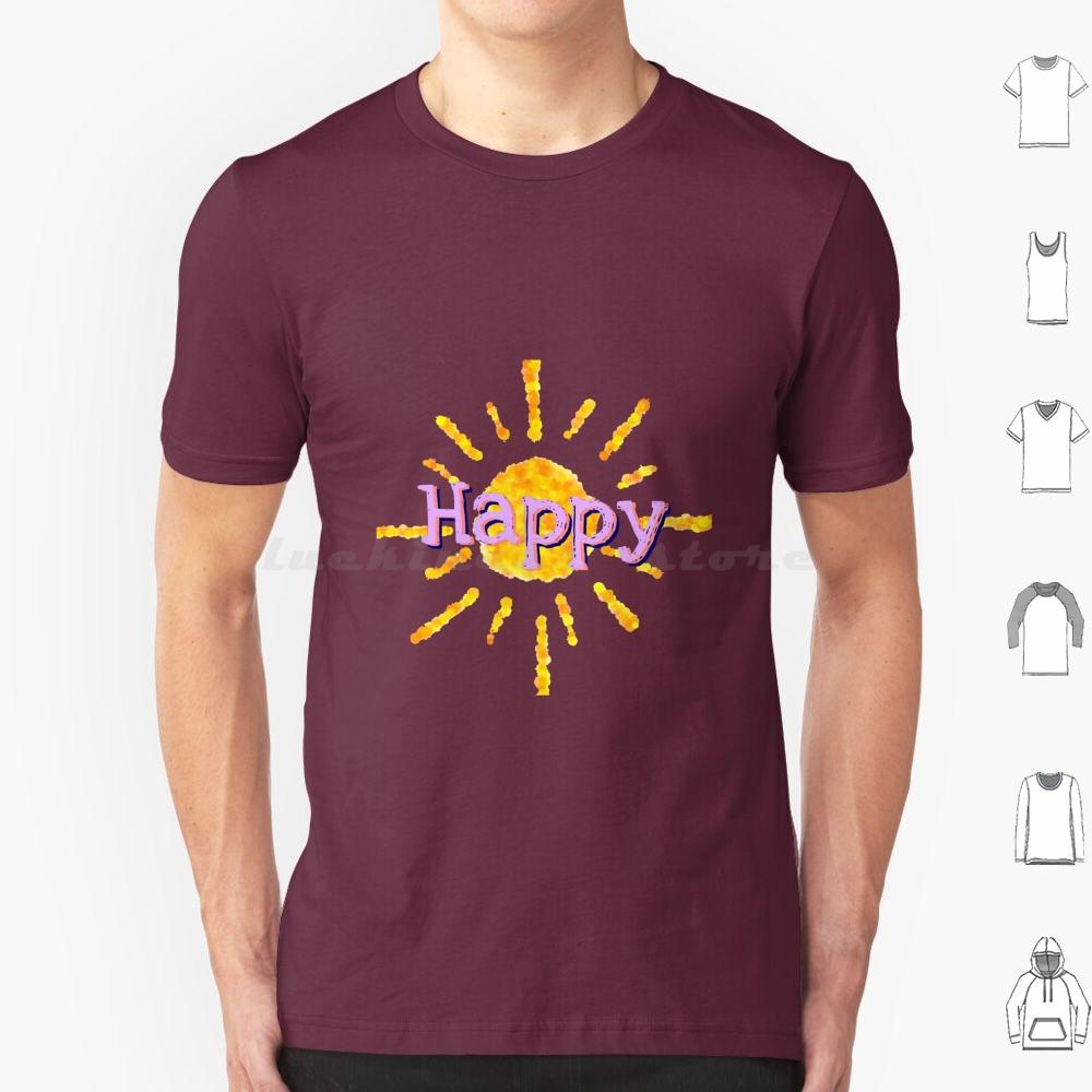 Happy T Shirt 6xl Cotton Cool Tee Happy Happiness Sun Sunshine Joy Color Colorful Beautiful