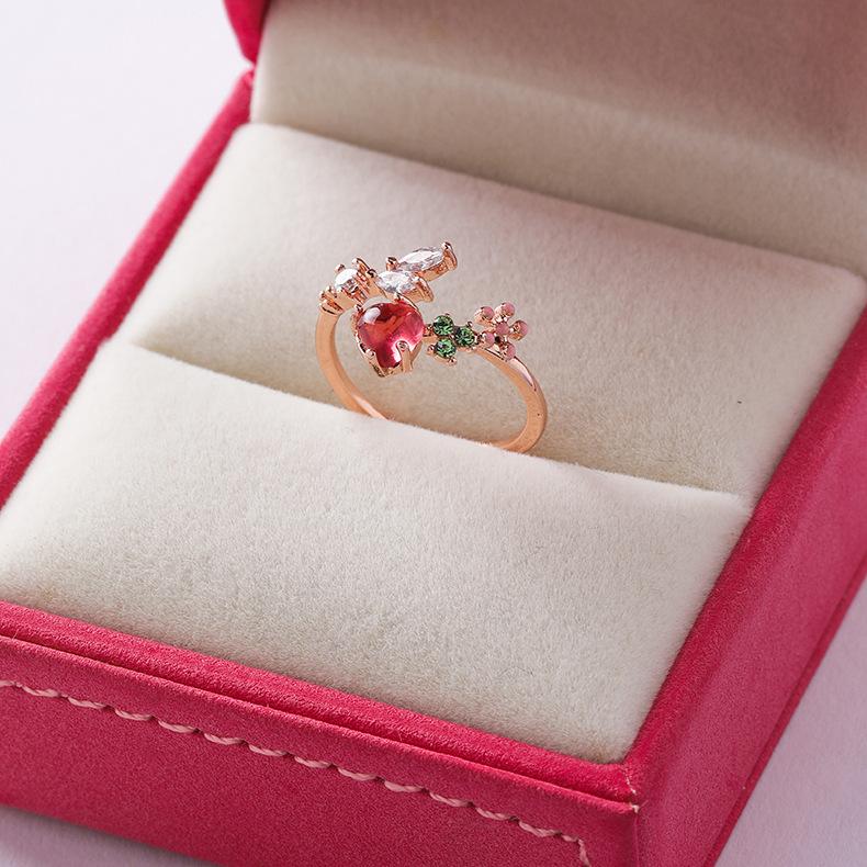 Neue Zarte Zirkon Ringe Micro-intarsien Kristall Elegante Blumen Herz Ringe Für Frauen Verstellbare Öffnung Ringe Partei Schmuck